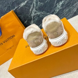 Lv Winter Wool Thick Soled Sneakers For Women Khaki
