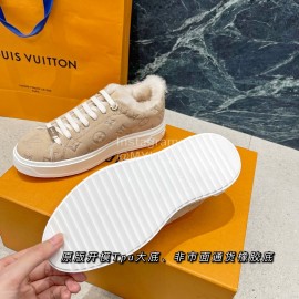 Lv Winter Wool Thick Soled Sneakers For Women Khaki