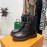 Lv Autumn And Winter Calf Leather Lace Up Boots For Women Black