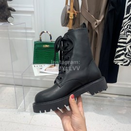 Lv Autumn And Winter Calf Leather Lace Up Boots For Women Black