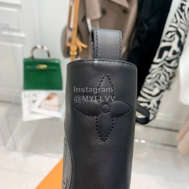 Lv Autumn And Winter Calf Leather Lace Up Boots For Women Black