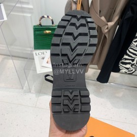 Lv Autumn And Winter Calf Leather Lace Up Boots For Women Black