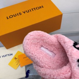 Lv Winter Wool Cross Slippers For Women Pink