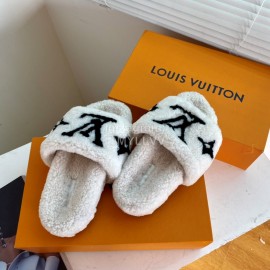 Lv Warm Wool Slippers For Women White