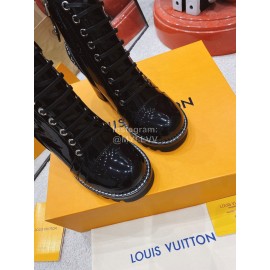 Lv Autumn Winter Patent Cowhide High Heeled Boots For Women