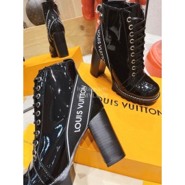 Lv Autumn Winter Patent Cowhide High Heeled Boots For Women