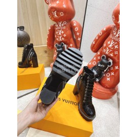 Lv Autumn Winter Patent Cowhide High Heeled Boots For Women