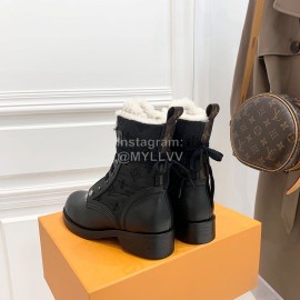 Lv Autumn And Winter Black Calf Leather Martin Boots For Women