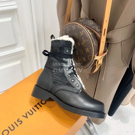 Lv Autumn And Winter Black Calf Leather Martin Boots For Women