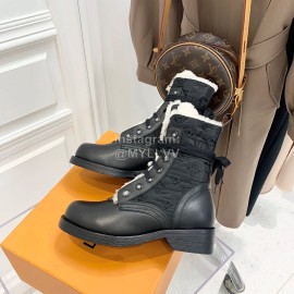 Lv Autumn And Winter Black Calf Leather Martin Boots For Women
