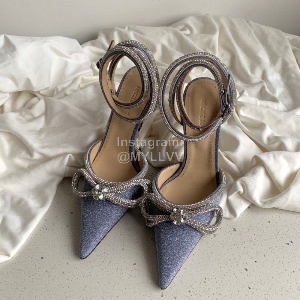 Mach Mach Fashion Bow Silk Pointed High Heel Scandals For Women Blue