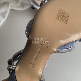 Mach Mach Fashion Bow Silk Pointed High Heel Scandals For Women Blue