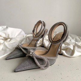 Mach Mach Fashion Bow Silk Pointed High Heel Scandals For Women Gray