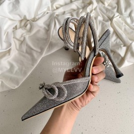 Mach Mach Fashion Bow Silk Pointed High Heel Scandals For Women Gray