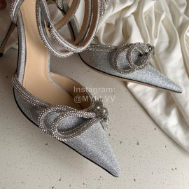 Mach Mach Fashion Bow Silk Pointed High Heel Scandals For Women Gray