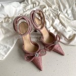 Mach Mach Fashion Bow Silk Pointed High Heel Scandals For Women Rose Red