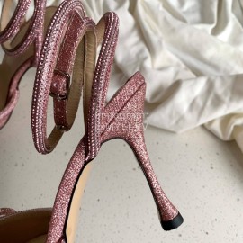 Mach Mach Fashion Bow Silk Pointed High Heel Scandals For Women Rose Red