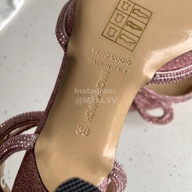 Mach Mach Fashion Bow Silk Pointed High Heel Scandals For Women Rose Red