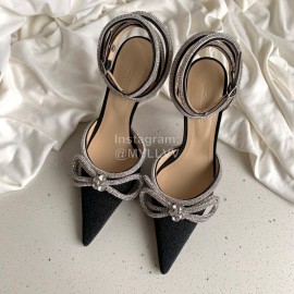 Mach Mach Fashion Bow Silk Pointed High Heel Scandals For Women Black