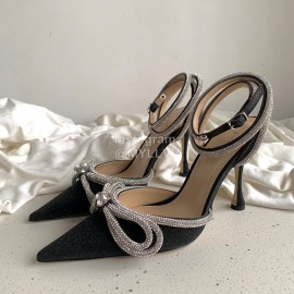 Mach Mach Fashion Bow Silk Pointed High Heel Scandals For Women Black