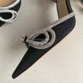 Mach Mach Fashion Bow Silk Pointed High Heel Scandals For Women Black