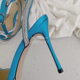 Mach Mach Fashion Bow Silk Pointed High Heel Scandals Blue For Women