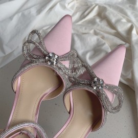 Mach Mach Fashion Bow Silk Pointed High Heel Scandals For Women Pink