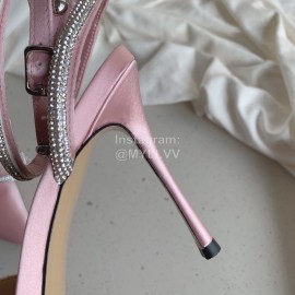 Mach Mach Fashion Bow Silk Pointed High Heel Scandals For Women Pink