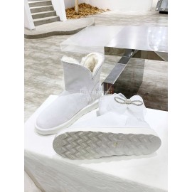 Mach Mach Winter Warm Wool Bow Boots For Women White