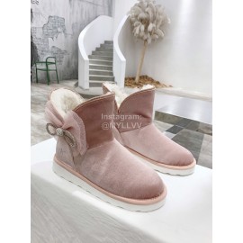 Mach Mach Winter Warm Wool Bow Boots For Women Pink