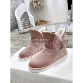 Mach Mach Winter Warm Wool Bow Boots For Women Pink