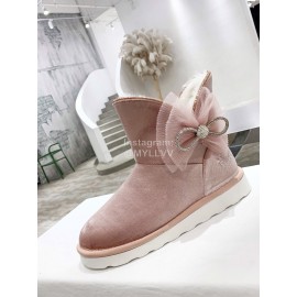 Mach Mach Winter Warm Wool Bow Boots For Women Pink