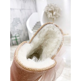 Mach Mach Winter Warm Wool Bow Boots For Women Pink