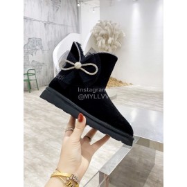 Mach Mach Winter Warm Wool Bow Boots For Women Black