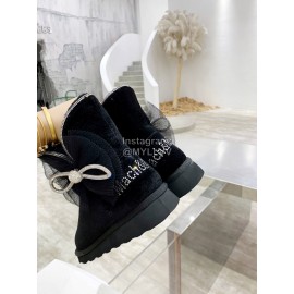 Mach Mach Winter Warm Wool Bow Boots For Women Black