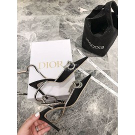 Mach Mach Fashion Bow Silk Sheepskin Pointed High Heel Scandals For Women Black