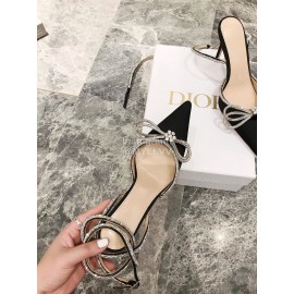 Mach Mach Fashion Bow Silk Sheepskin Pointed High Heel Scandals For Women Black