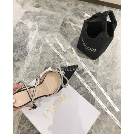 Mach Mach Fashion Bow Silk Sheepskin Pointed High Heel Scandals For Women Black