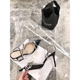 Mach Mach Fashion Bow Silk Sheepskin Pointed High Heel Scandals For Women Black