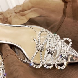 Mach Mach Fashion Pvc Diamond Bow Pointed High Heels For Women