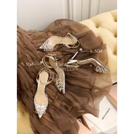 Mach Mach Fashion Pvc Diamond Bow Pointed High Heels For Women