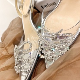 Mach Mach New Pvc Diamond Bow Pointed High Heels For Women