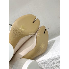 Maison Margiela Autumn Winter Sheepskin Thick High Heel Shoes Beige