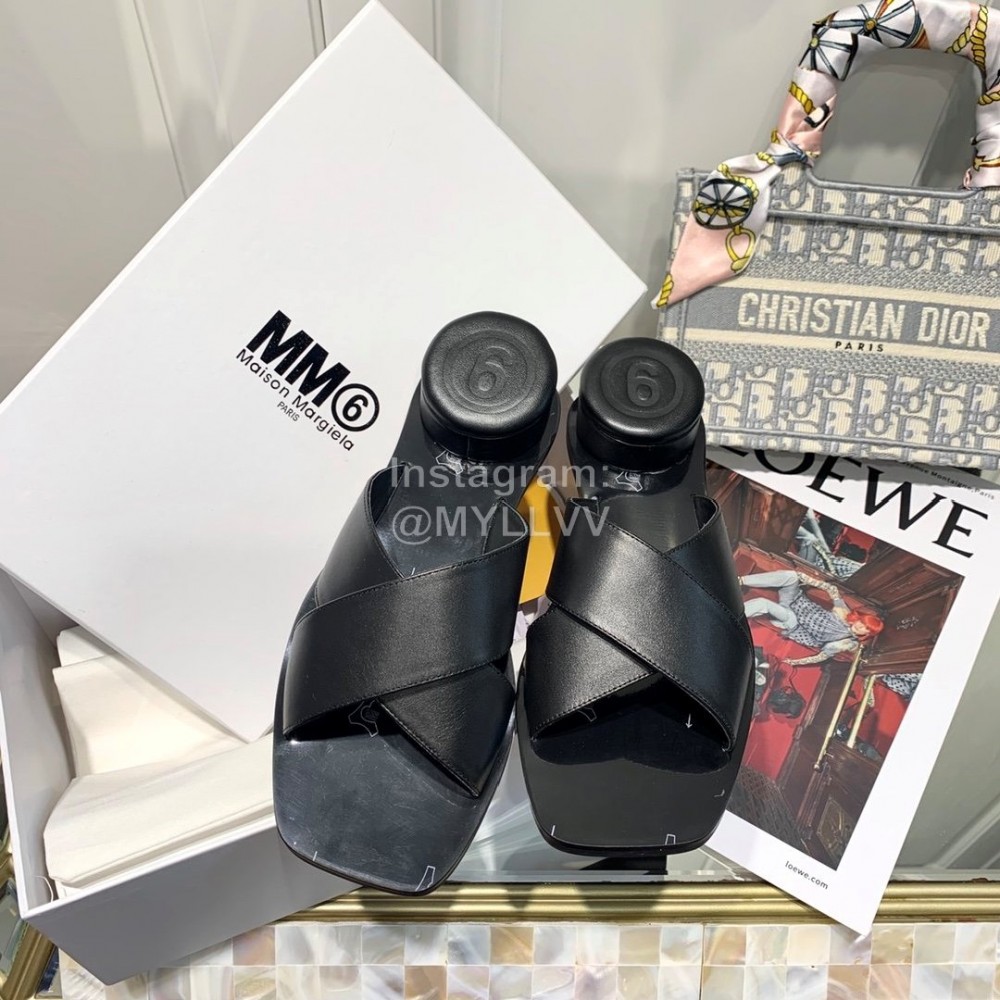 Maison Margiela Summer Calf Slippers For Women Black