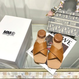 Maison Margiela Summer Calf Slippers For Women Brown