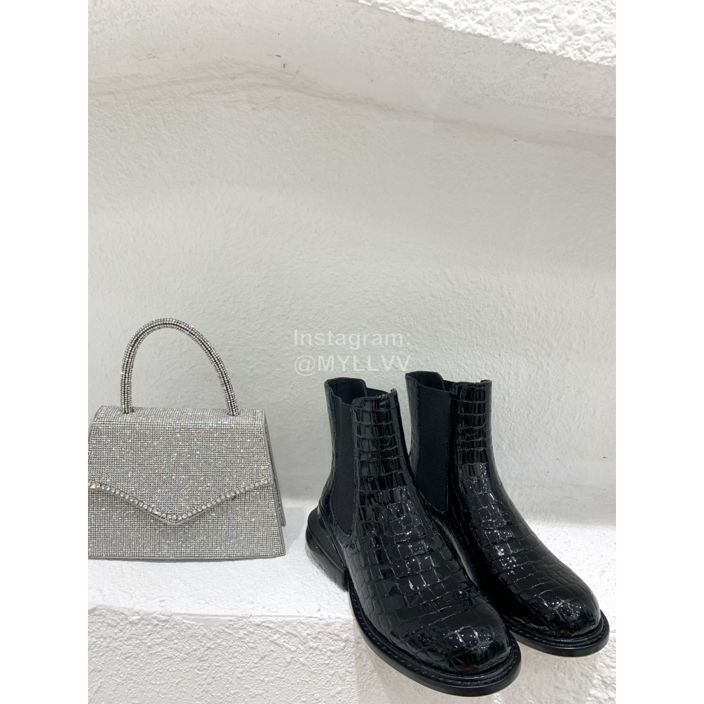 Maison Margiela Autumn Winter Black Thick Soled Leather Boots For Women 