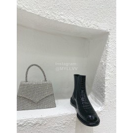 Maison Margiela Autumn Winter Black Thick Soled Leather Boots For Women 