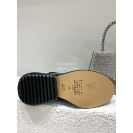 Maison Margiela Autumn Winter Black Thick Soled Leather Boots For Women 