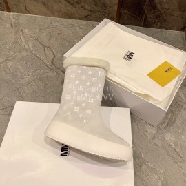 Maison Margiela Winter Thick Soled Wool Boots For Women White