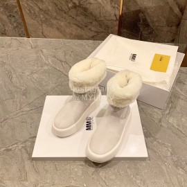 Maison Margiela Winter Thick Soled Wool Boots For Women White